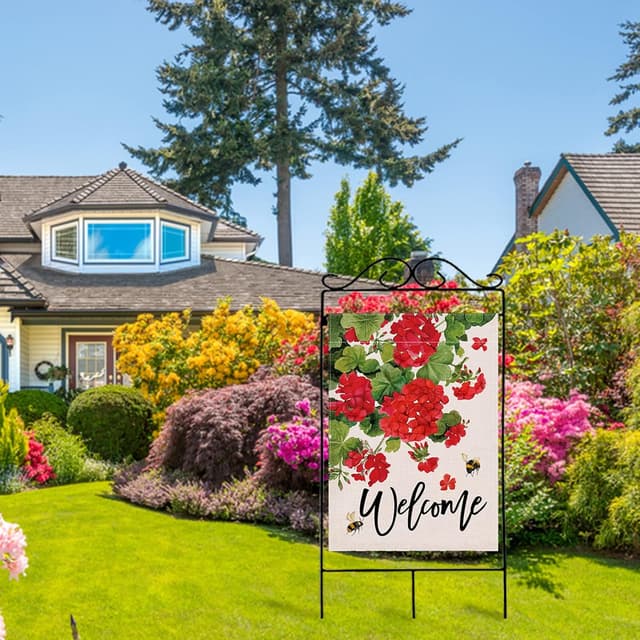 Thumbnail 5 de Covido Welcome Summer Geranium House Flag 28 x 40 🏡