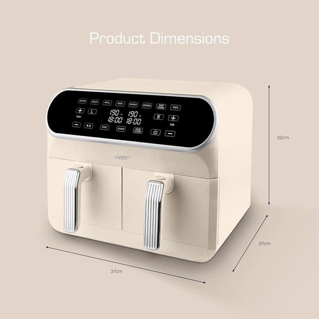 Detalle de Swan SD10519C Retro Dual Basket Air Fryer (8L, 1700W) with Swan Cyclone Technology