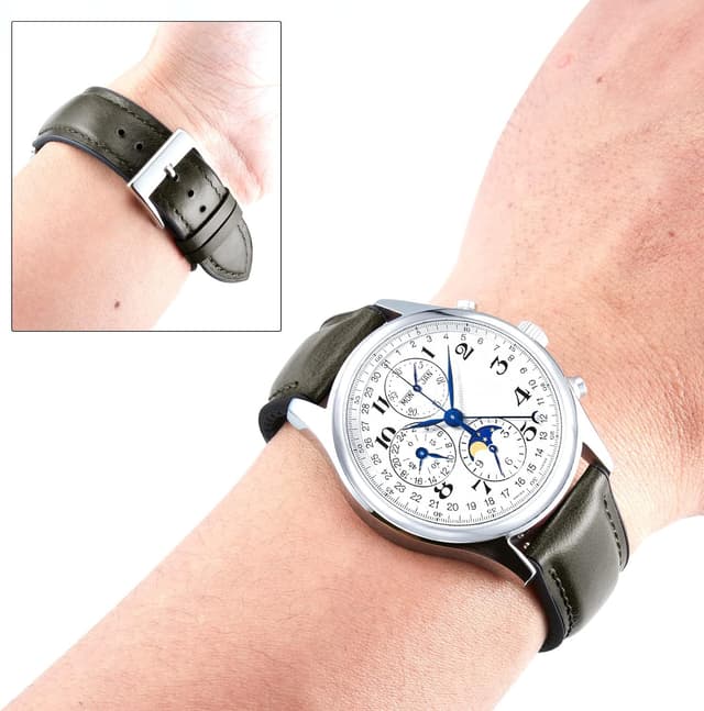 Detalle de BINLUN Leather Watch Strap (Oil Wax Leather + Silicone Hybrid) in multiple widths