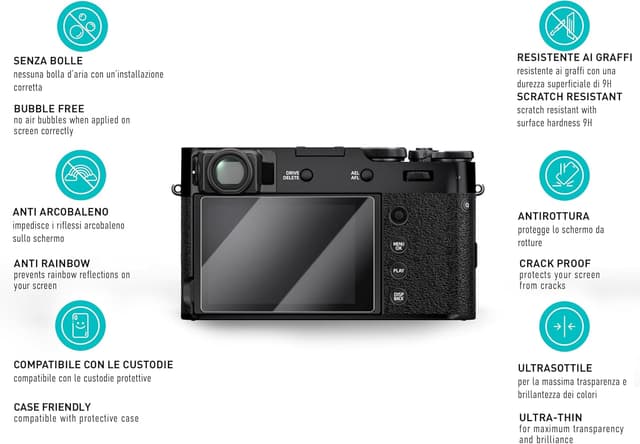 Detalle de smartect Vetro Temperato per Fujifilm X100VI / X100V / X-T4 / X-E4 (3 pezzi, Clear) con durezza 9H