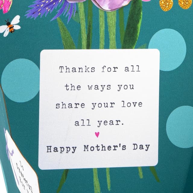 Detalle de Hallmark Mother’s Day Card for Mother – Fold-Out Bouquet in Blue & Pink (with metallic gold foil details)