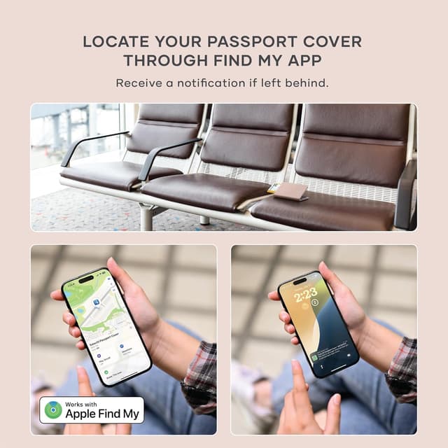 Detalle de Satechi Passport Holder for Travel with Find My, Wireless Charging, RFID Protection (Desert Rose)