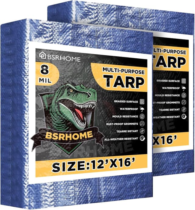 Thumbnail 6 de Waterproof Tarps 10x12 Feet (2-Pack) Heavy-Duty 8 Mil Green Tarp with Metal Grommets