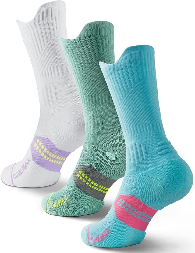 Detalle de Juclise Bambus Kompressions-Laufsocken mit Coolmax, Anti-Blasen & atmungsaktiven Ventilationszonen (3 Paar)