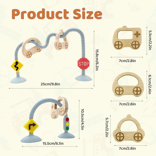 Detalle 2 de AiTuiTui Infant Relief Sensory Traffic Suction Cup High Chair Toys (6–12 months)