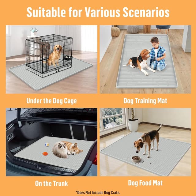 Thumbnail 6 de Bartuke Silikon-Hundekiste-Pad Liner (40 x 28 Zoll) mit erhöhtem Rand – waschbar, wasserdicht, auslaufsicher