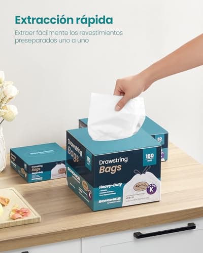 Thumbnail 3 de SONGMICS Bolsas de Basura 50L con Cordón, 160 Pzas 🗑