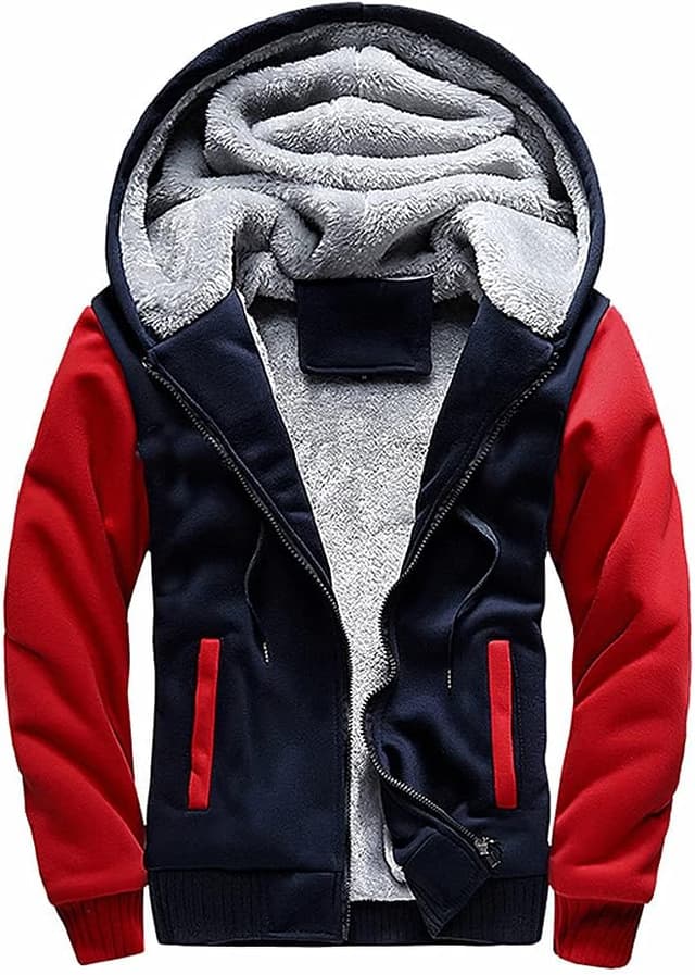 Detalle de AOTORR men’s full-zip fleece hoodie jacket coat with hood and pockets