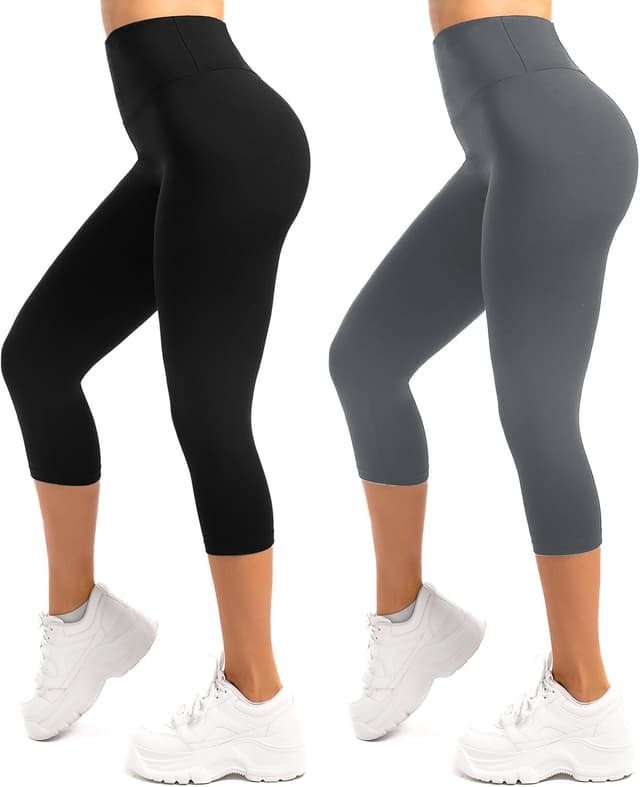Detalle de SINOPHANT 2 Pack Capri Leggings for Women – buttery-soft high-waisted yoga and workout bottoms