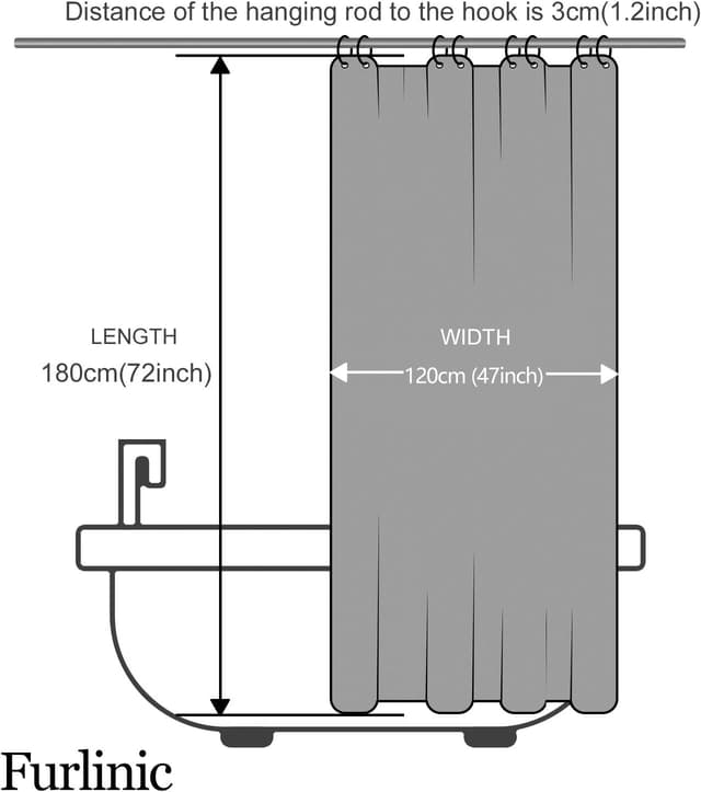 Thumbnail 5 de Furlinic Petit Rideau de Douche 120x180 cm