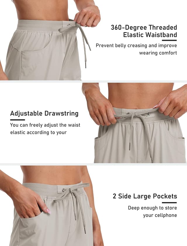 Detalle de MoFiz Women’s Capri Pants — Lightweight “Ice Cool” Cargo Capris with UPF 50+ & Zipper Pockets