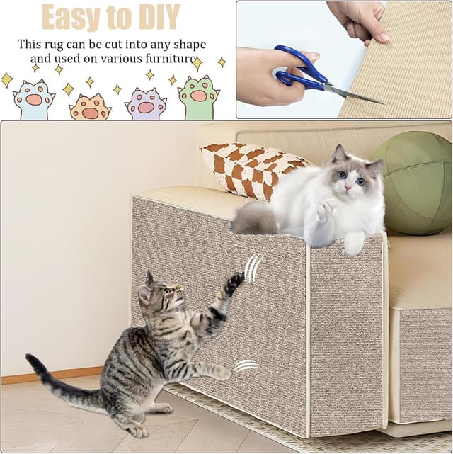 Detalle de Selbstklebende Kratzmatte für Katzen (40 x 200 cm) – DIY Kratzteppich zum Schutz von Möbeln, khaki