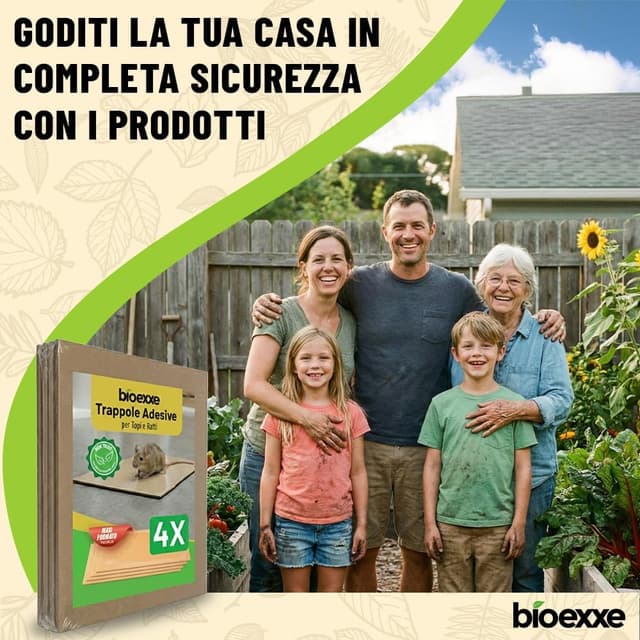 Thumbnail 6 de Bioexxe Tavoletta adesiva per topi con aroma alimentare: 4 trappole ad alta tenuta per uso interno ed esterno