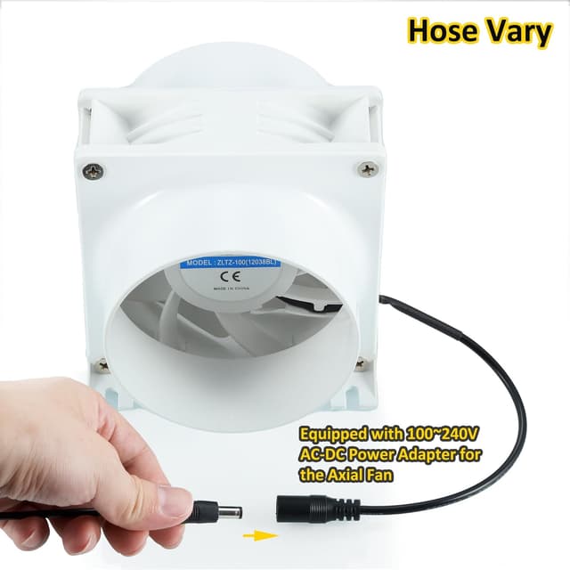 Detalle 2 de DC12V Rohrventilator (Axiallüfter) mit 0–100% PWM-Regler, passend für ⌀100 mm Schlauch