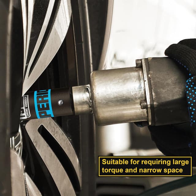 Detalle de KIRXST Schlagschrauber Nüsse-Set 1/2 Zoll (10–24 mm) inkl. 1/2 auf 1/4 Adapter, Langnüsse 11-tlg