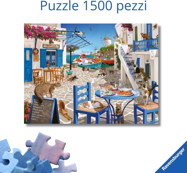 Detalle de Ravensburger Puzzle 1500 Pezzi Mykonos, Grecia (1500 pezzi) per adulti +14 anni, 80 x 60 cm
