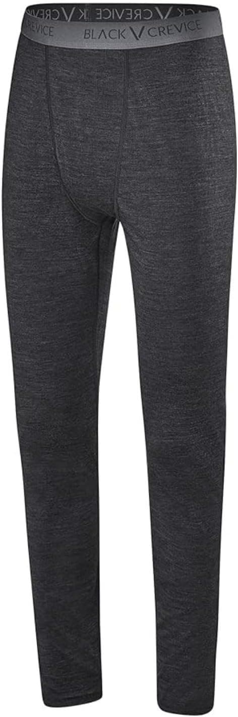 Detalle de Black Crevice Leggings mérinos homme (70% laine mérinos, 30% polyester) — sous-vêtement thermorégulateur pour ski et sport