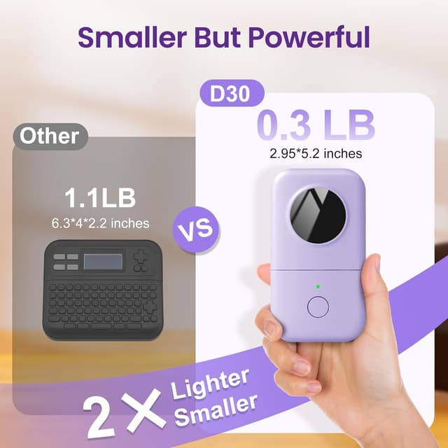 Thumbnail 6 de Phomemo D30 Bluetooth Label Maker (D30) – portable thermal tape printer for home, office and kitchen organising (Violet)