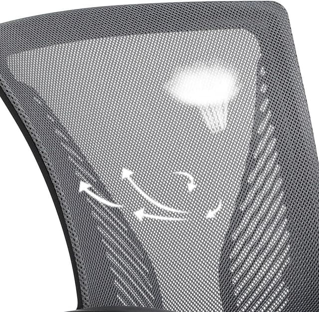 Thumbnail 6 de Yaheetech sedia da ufficio girevole con altezza regolabile, schienale reclinabile in tessuto traspirante (portata 136 kg) grigia scura