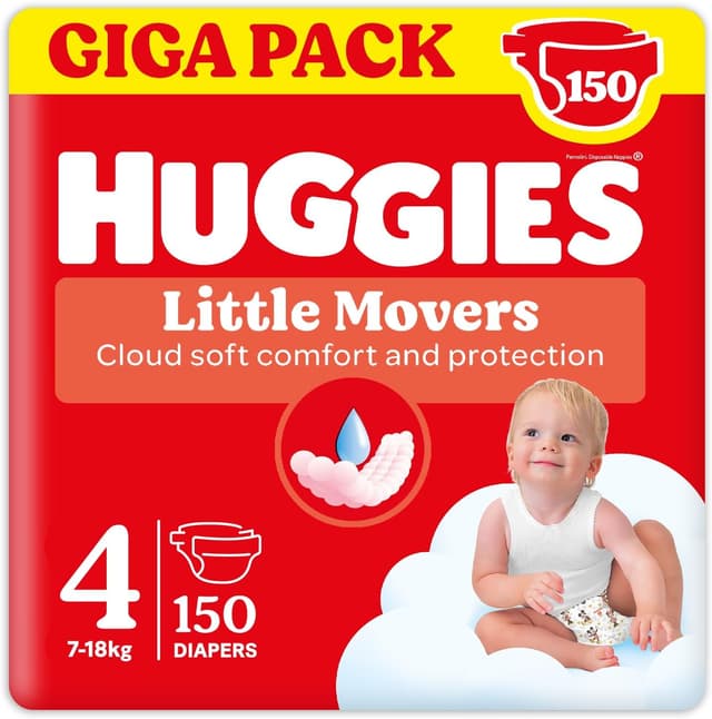 Detalle de Huggies Little Movers Taglia 4 150 pezzi 🧷