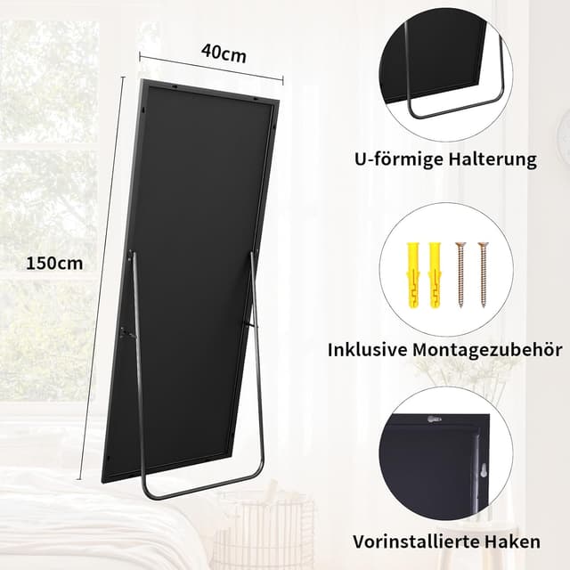 Detalle 2 de BEAUTYPEAK Ganzkörperspiegel 150x40 cm