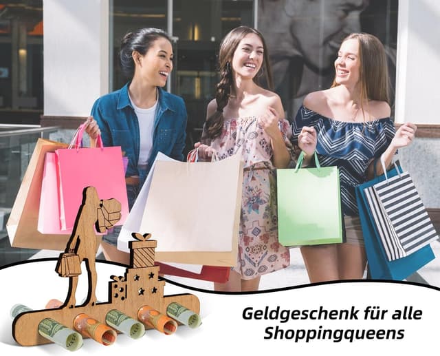 Thumbnail 6 de Giftota Geldgeschenk Geburtstag Shopping Queen Holzhalter