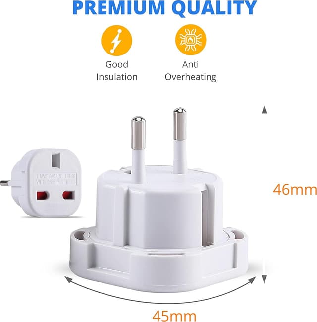 Detalle de DAPTER 5 Pack UK to EU Plug Adapter 10A