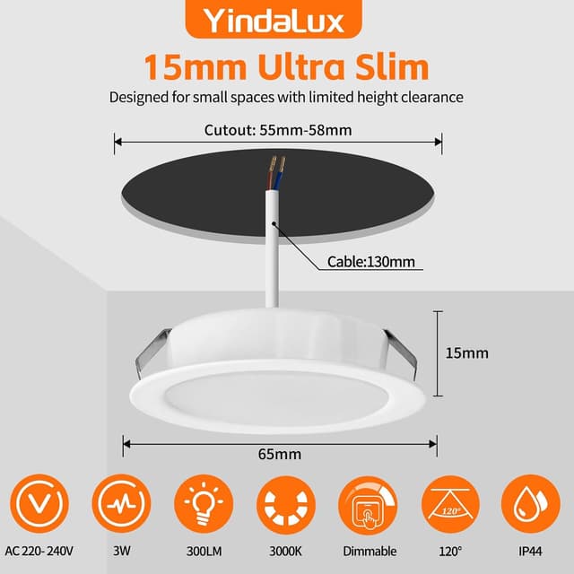 Detalle 2 de YindaLux 3er Set LED Einbaustrahler 3 W