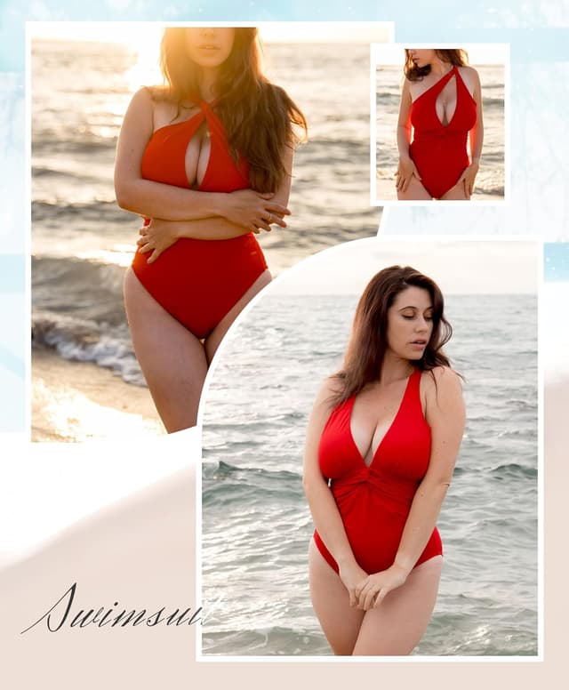 Detalle de SHAPELLX Women’s One-Piece Swimsuit with Tummy Control & Ruched V-Neck