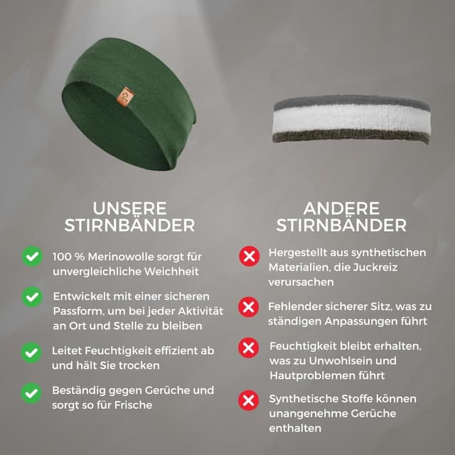 Thumbnail 3 de menique Dehnbare Sport-Yoga-Stirnbänder 100% Merinowolle 🧣
