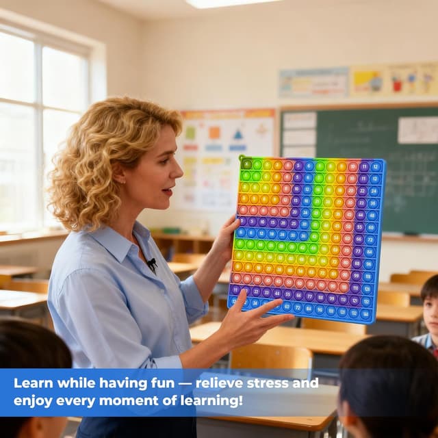 Detalle de Briocht 12x12 Multiplication Pop Fidget Toy Maths Chart (Blue, right-angled side)