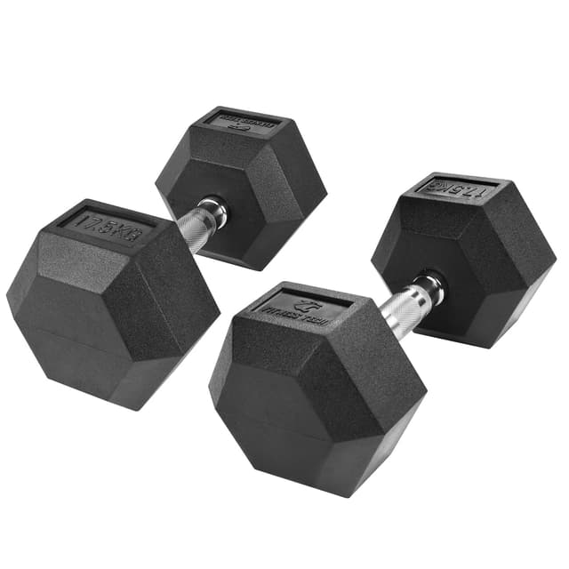 Detalle de Fitness Tech Set de 2 mancuernas hexagonales 17,5 kg 🏋