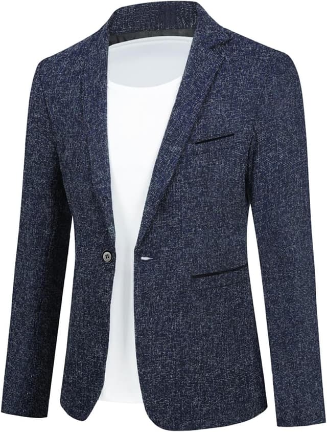 Detalle de Allthemen blazer homme 1 bouton slim fit, veste de costume casual élégante