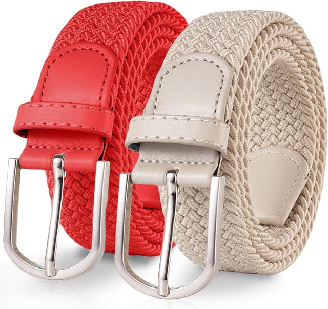 Thumbnail 6 de TANGCHAO 2er-Set Stoffgürtel Stretchgürtel mit Geflecht – elastisch, verstellbar bis 135 cm
