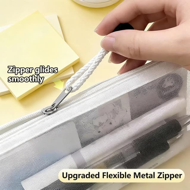 Detalle de MeiLang 3 Pack Clear Pencil Cases (Mesh + Zip Clear Pouch) for School, Travel & Office