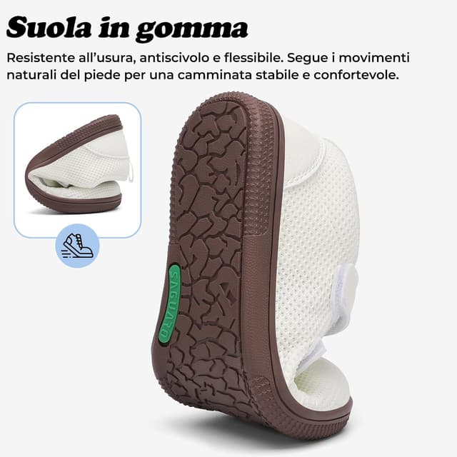 Detalle de SAGUARO Scarpe Barefoot Bambini sneaker minimaliste con punta ampia e chiusura a strappo (Gr. 25-35)