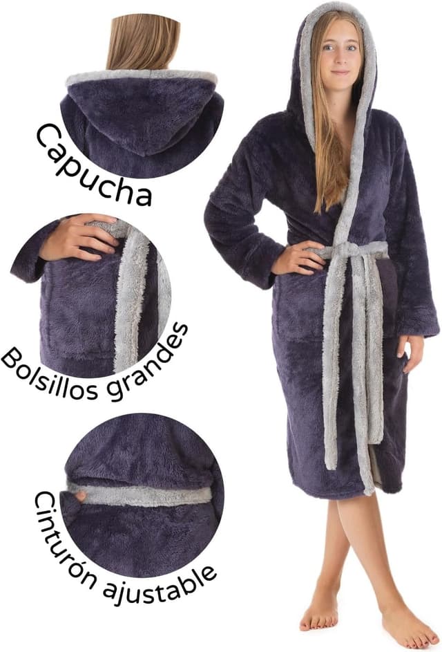 Detalle 2 de LEBENGOOD Bata Mujer Invierno microfibra cálida