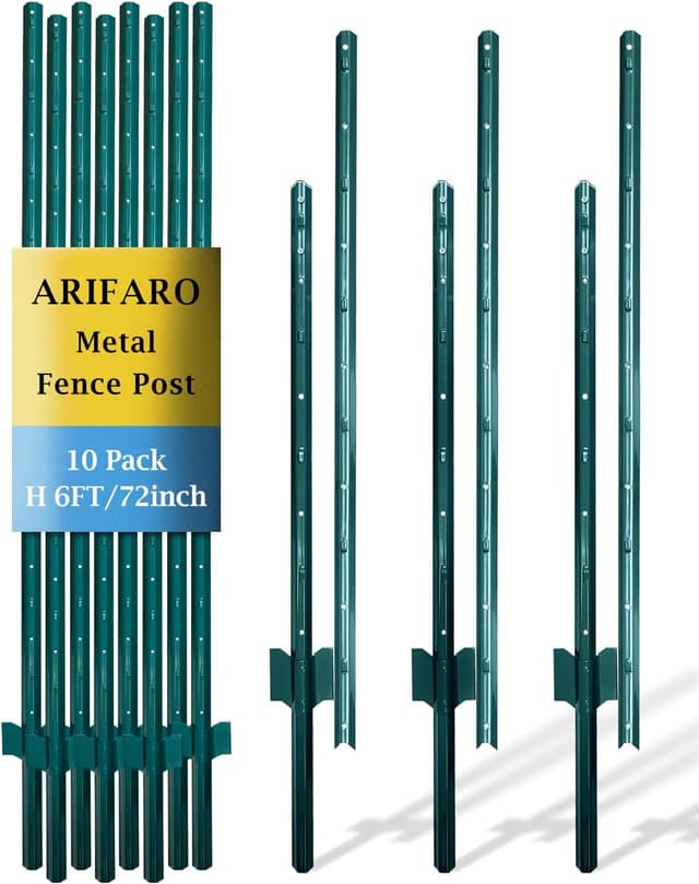 Imagen de ARIFARO Metal Fence Posts 185cm / 6ft Assemblable Pack of 10 en OfertitasTOP