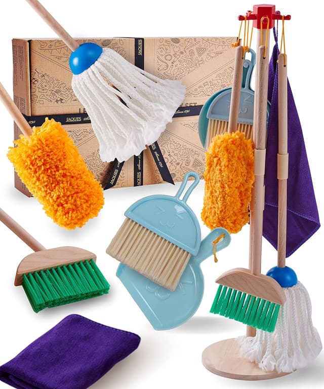 Detalle de Jaques of London Kids Cleaning Set wooden pretend play trolley for toddlers (since 1795)