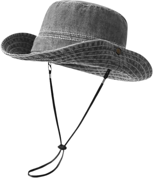 Detalle de NLAND faltbarer Sonnenhut mit UV-Schutz für Herren & Damen – Safari/Boonie Hut mit breiter Krempe und Kinnband