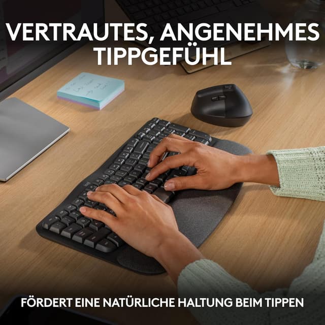 Detalle de Logitech Wave Keys Ergonomische Tastatur Graphit