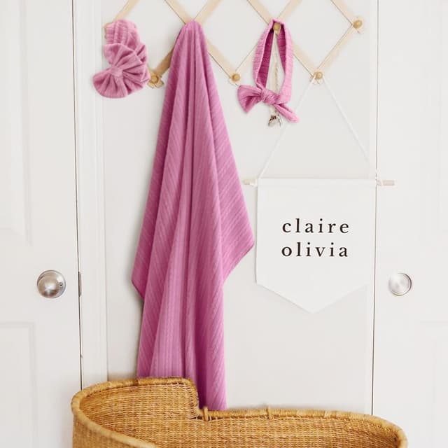 Detalle de DRESHOW newborn receiving blanket set with bow hat and bow headband for girls