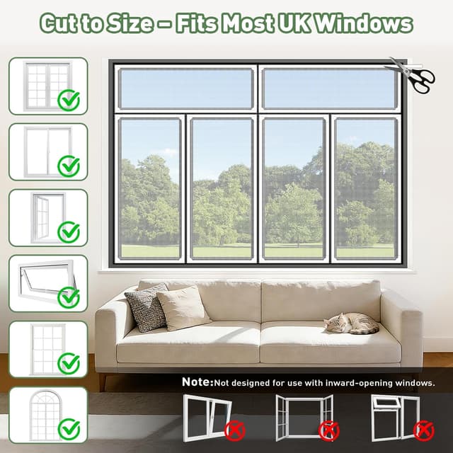 Detalle 2 de OWYR Adjustable Magnetic Fly Screen Window (DIY kit up to 150x180cm) with trim-to-fit fiberglass mesh