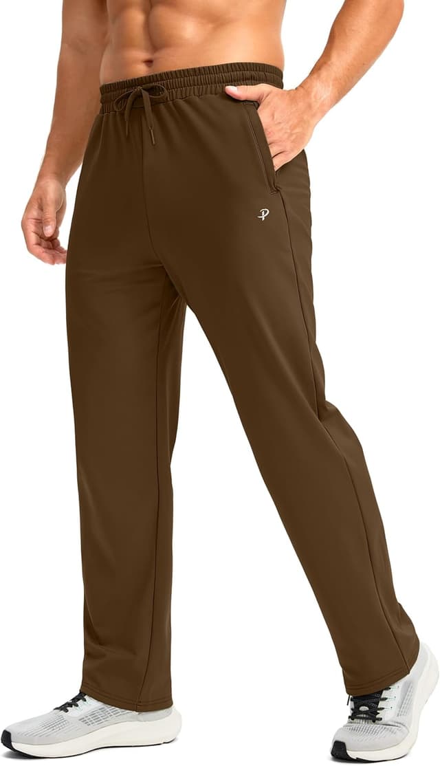 Detalle de Pudolla Men's Fleece Lined Sweatpants with Zipper Pockets