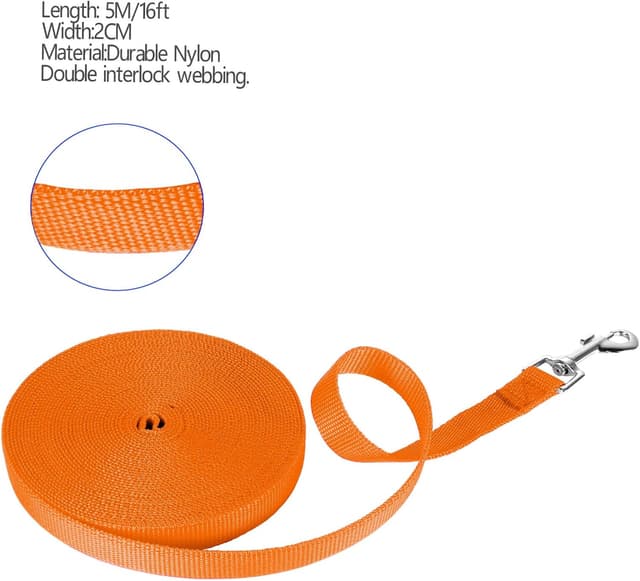 Detalle de NavoX laisse de dressage pour chien longue en nylon solide, 5 m (orange)