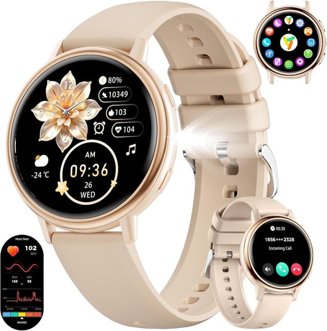 Detalle de SUNKTA Smart Watch for Women (Bluetooth Calling, Pink) 1.26" HD Fitness Tracker