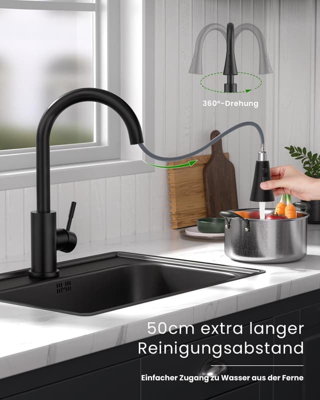 Detalle 1 de DAYONE Niederdruck-Küchenarmatur Schwarz 50 cm