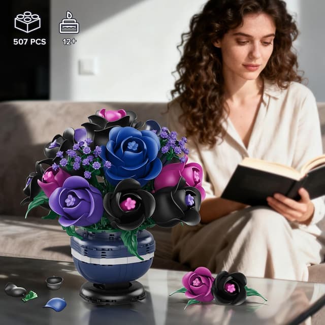 Detalle 2 de HiWEEGO Blumen Bonsai Baum 507 Teile 🎍