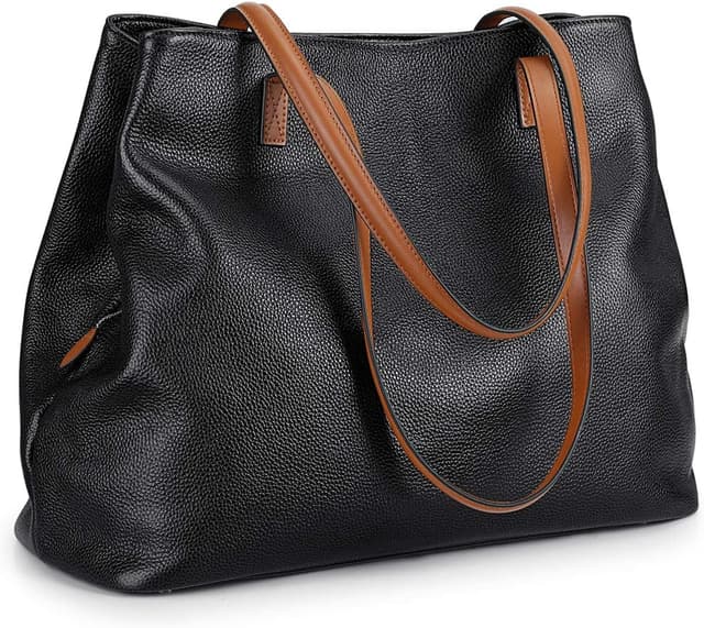 Thumbnail 6 de S-ZONE Damen Handtasche aus Echtleder – faltbare Shopper mit Schulterriemen, für 13-Zoll-Laptop