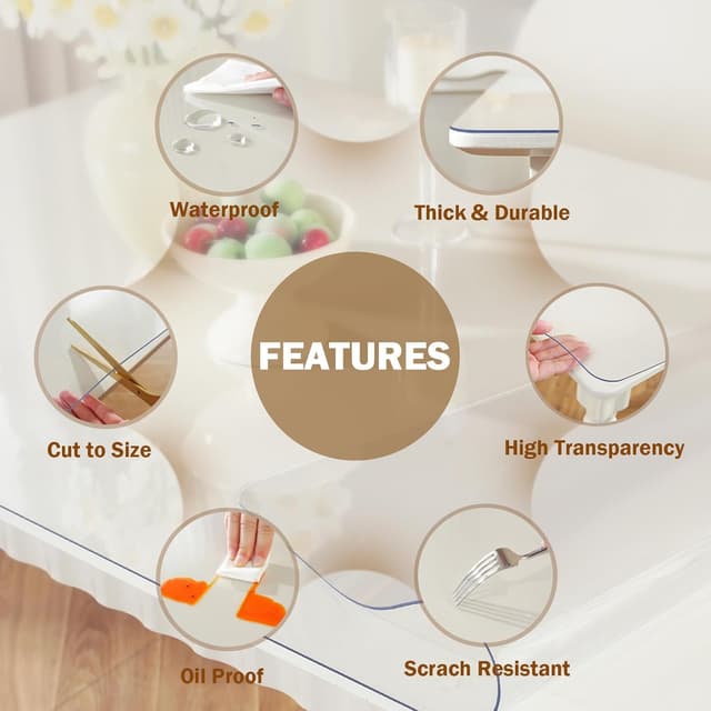 Thumbnail 4 de Royhom Clear Table Cover Protector 18 x 48" PVC Desk Mat 📋